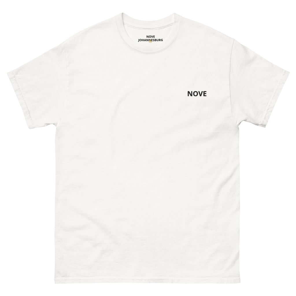 NOVE white heavyweight tee front view